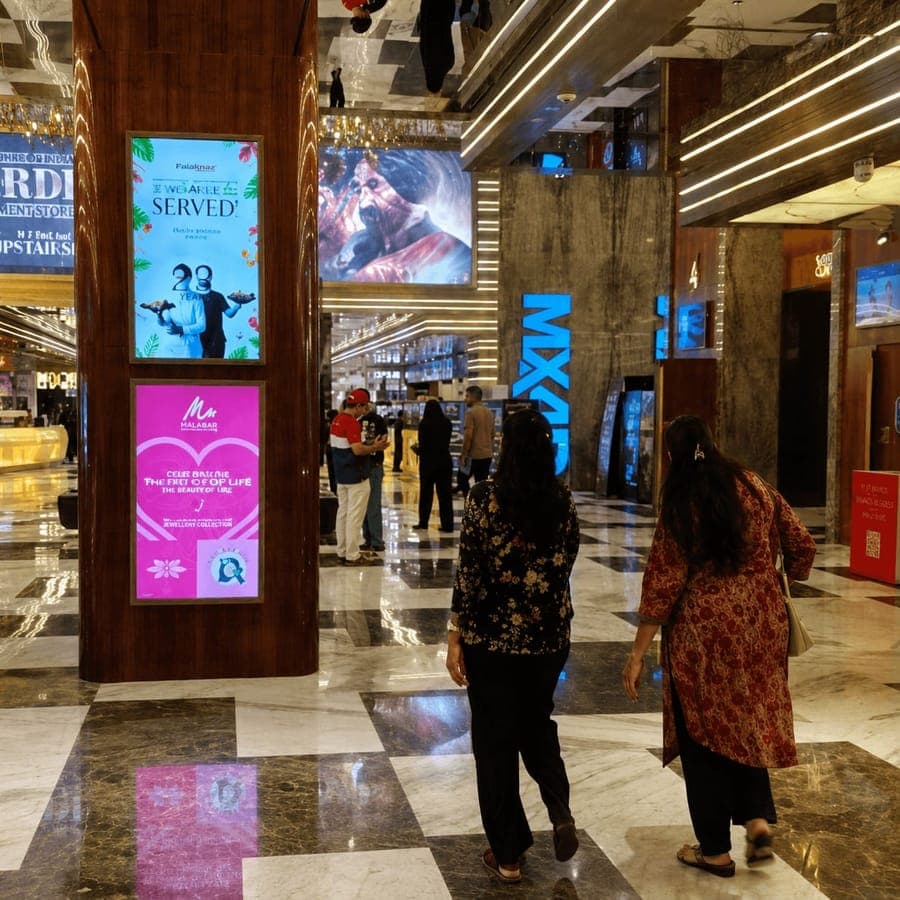 A Shoutout playing on a real cinema lobby screen (1 of 4)